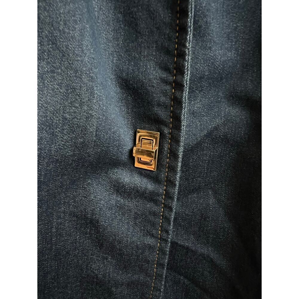 Chicos Women's Western Blue Denim Jacket Long Gold Clasp Pockets 0 - Picture 9 of 13